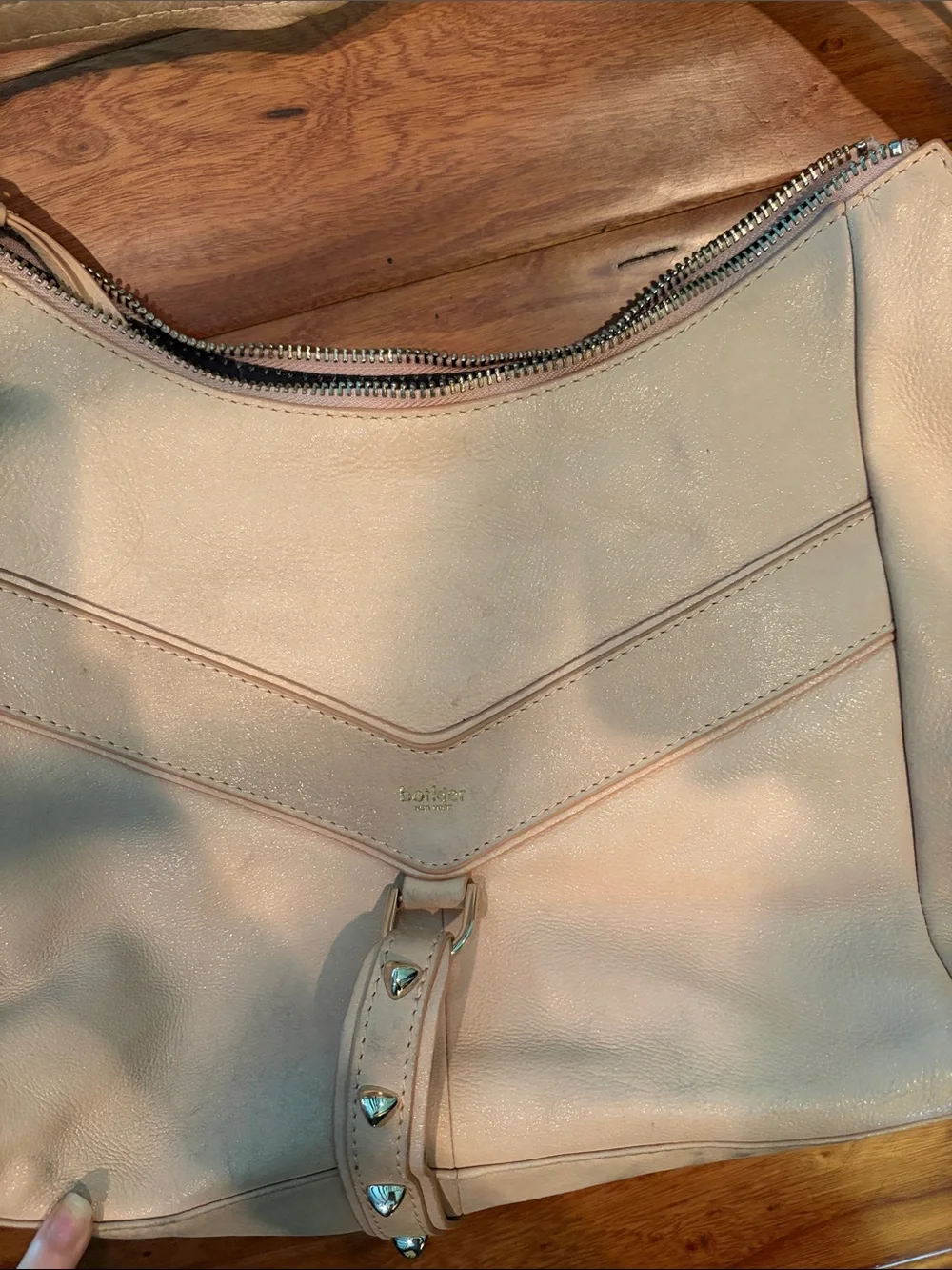 Botkier Trigger Bag Diagonal Zips Leather Tassels In Creme
